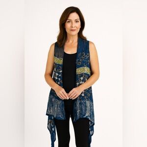 Sacred Threads Rayon Vest Jacket Gypsy Festival Batik Longline Draped Art OS